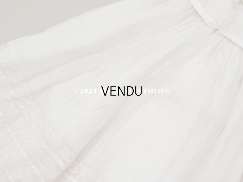 画像17: 19世紀 アンティーク 洗礼式のベビードレス パフスリーブ パウダーピンクのシルクリボン