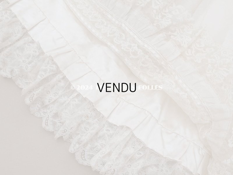 画像21: 19世紀 アンティーク 洗礼式のベビードレス パフスリーブ パウダーピンクのシルクリボン