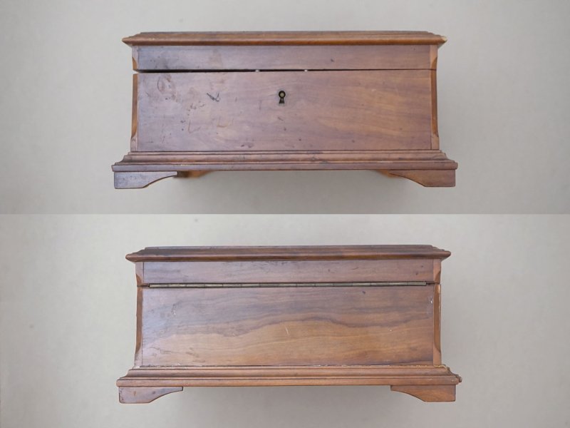 画像5: 19世紀 アンティーク ジュエリーボックス ラヴェンダー色のシルククッション イニシャル入り