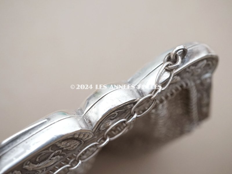 画像13: 1900年頃 アンティーク 菫のモチーフ シルバー製 メタルメッシュのバッグ 