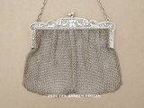 1900年頃 アンティーク 菫のモチーフ　シルバー製 メタルメッシュのバッグ 