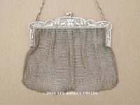 1900年頃 アンティーク 菫のモチーフ　シルバー製 メタルメッシュのバッグ 