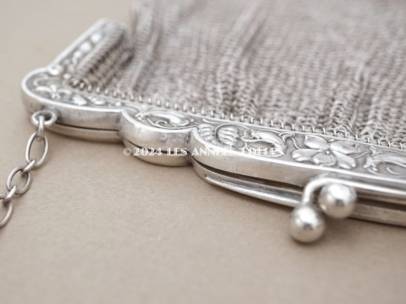 画像11: 1900年頃 アンティーク 菫のモチーフ シルバー製 メタルメッシュのバッグ 