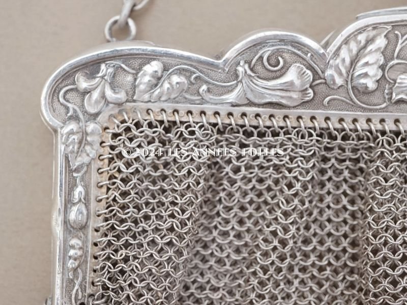 画像6: 1900年頃 アンティーク 菫のモチーフ シルバー製 メタルメッシュのバッグ 