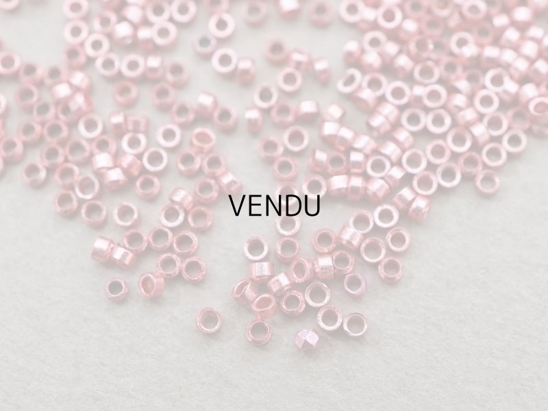 画像3: 1900年頃 アンティーク メタル製 ビーズ 筒型 ピンク 10g