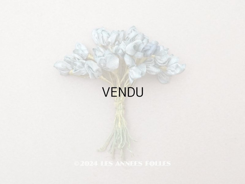 画像1: 19世紀末 アンティーク シルク製 ロココモチーフ　24点セット　スモーキーライトブルー