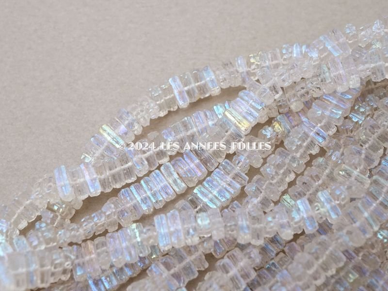 画像3: アンティーク ガラス製 ビーズ オーロラ加工  フラット・スクエア 3.5×7mm 約230~280ピース