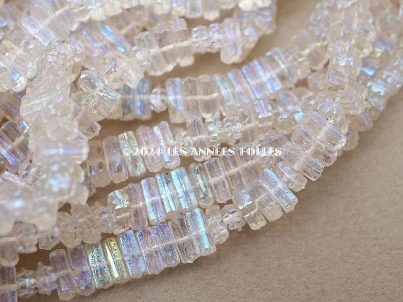 画像3: アンティーク ガラス製 ビーズ オーロラ加工 フラット・スクエア 3.5×7mm 100ピース