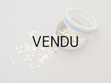 1900年頃 アンティーク ガラスの蓋の小さな紙箱 メタル製スパンコール入り 2mm