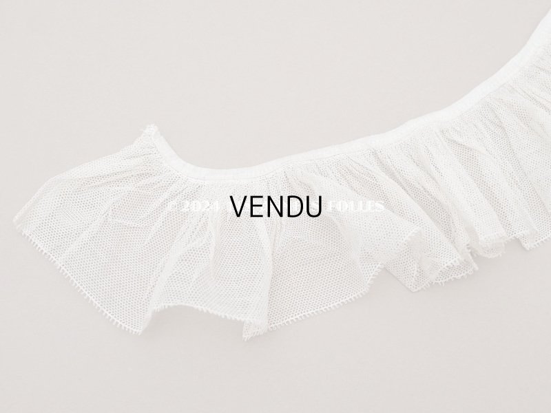 画像6: アンティーク チュールレースのフリルリボン エクリュ 80cm 6.5cm幅