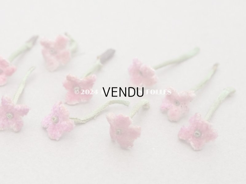 画像4: アンティーク 勿忘草 ベルベットの布花  オールドローズ 12ピースのセット 9mm