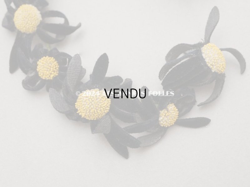 画像6: アンティーク マーガレットの布花　ベルベット 黒