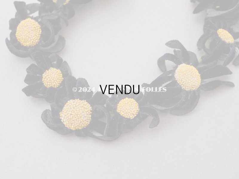 画像5: アンティーク マーガレットの布花　ベルベット 黒