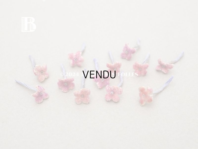 画像6: アンティーク 勿忘草 ベルベットの布花  オールドローズ 12ピースのセット 9mm