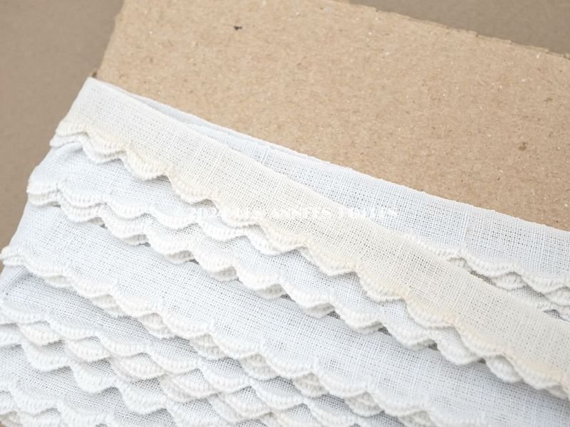 画像4: アンティーク スカラップトリム 刺繍入り ホワイト 1.3cm幅 