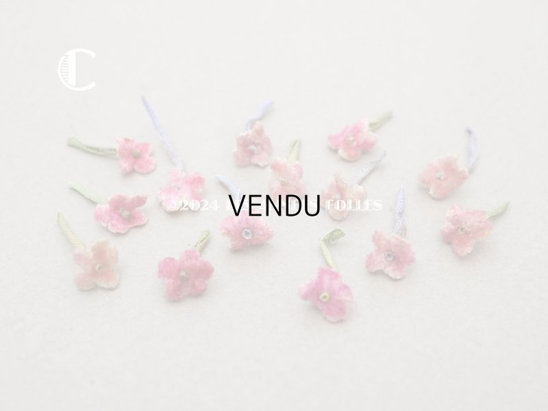 画像7: アンティーク 勿忘草 ベルベットの布花  オールドローズ 12ピースのセット 9mm