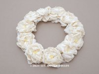 アンティーク 白薔薇のティアラ 布花 花冠 オフホワイト