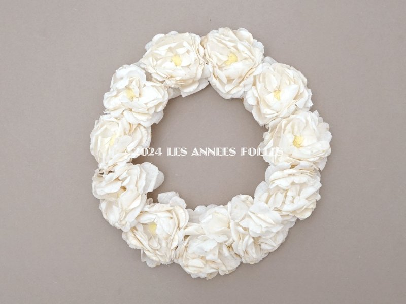 画像2: アンティーク 白薔薇のティアラ 布花 花冠 オフホワイト