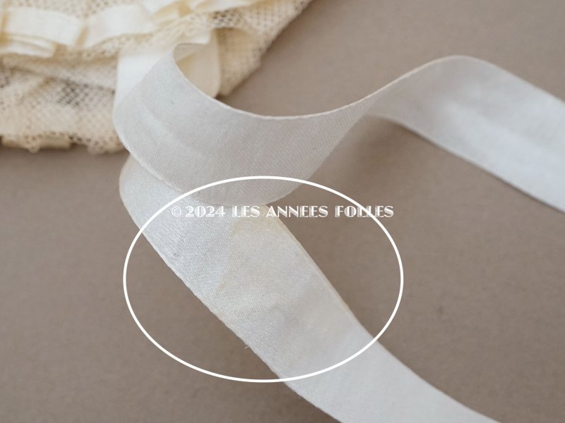 画像9: アンティーク バテム用 ボネ レースのプリーツ&シルクリボン ベビーボネ