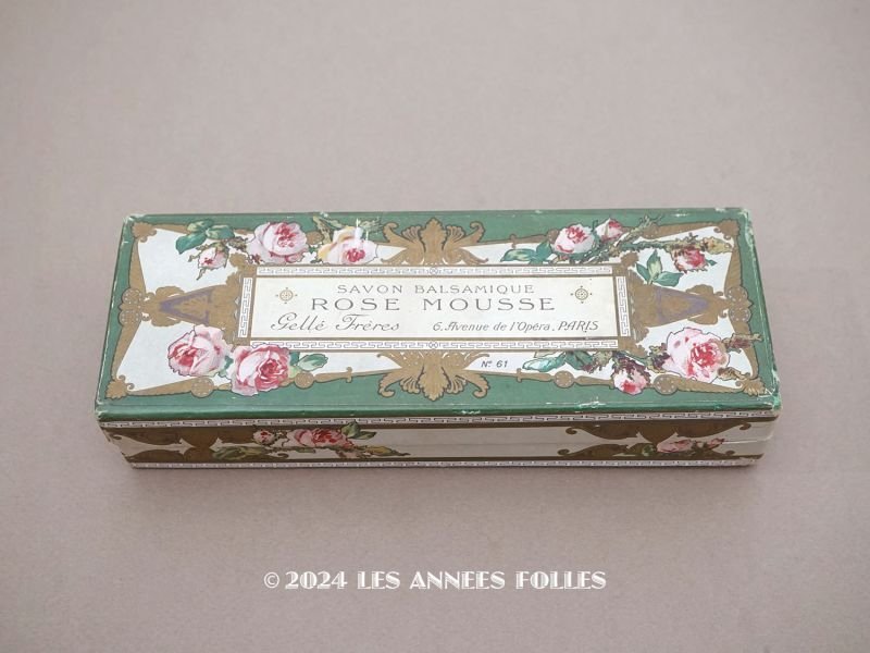 画像1: アンティーク ソープボックス SAVON BALSAMIQUE ROSE MOUSSE - GELLE FRERES PARIS -