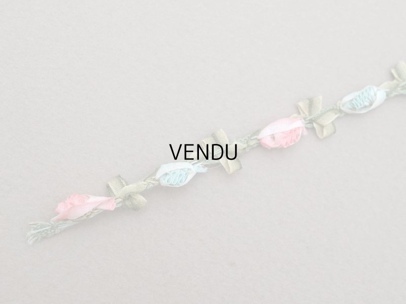画像4: 1900年頃 アンティーク シルク製  ロココトリム 2色の薔薇 ロココリボン 30cm