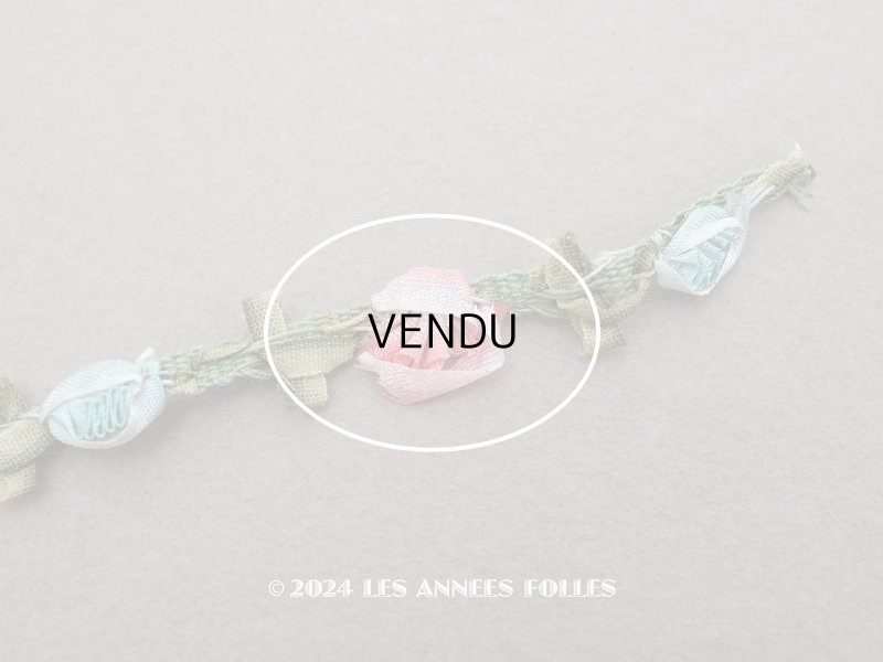 画像7: 1900年頃 アンティーク シルク製  ロココトリム 2色の薔薇 ロココリボン 30cm