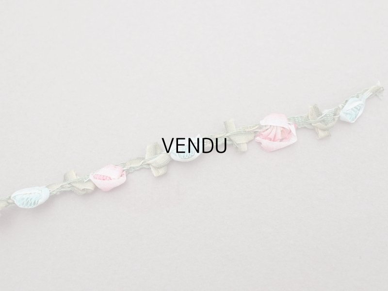 画像6: 1900年頃 アンティーク シルク製  ロココトリム 2色の薔薇 ロココリボン 30cm