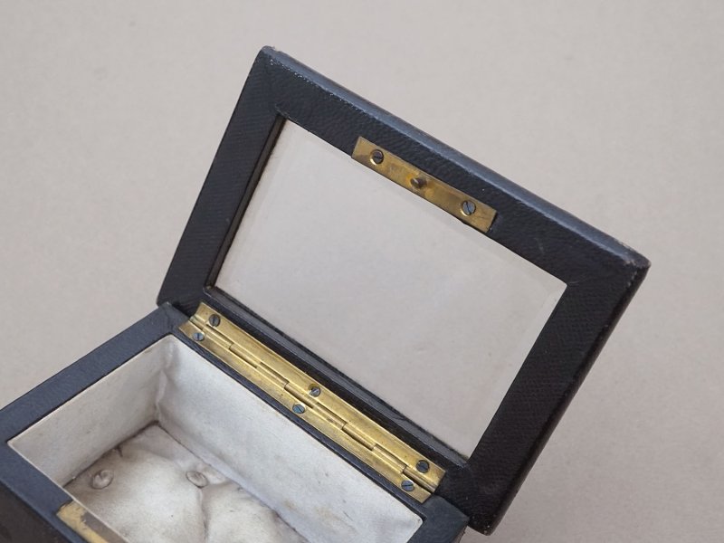 画像8: 19世紀 アンティーク ジュエリーケース ゴールドの脚付き グレイのシルククッション