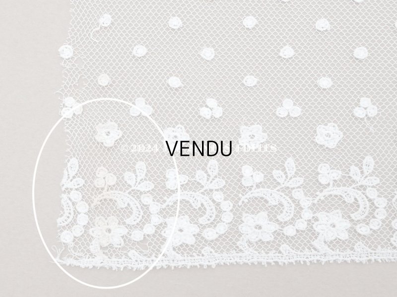 画像5: アンティーク 花刺繍入り 幅広 チュールレース オフホワイト 42cm