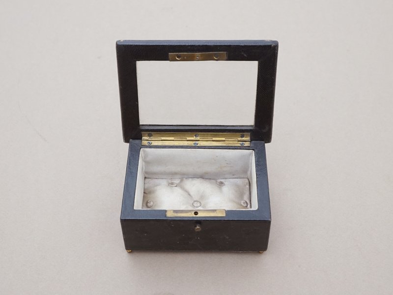 画像3: 19世紀 アンティーク ジュエリーケース ゴールドの脚付き グレイのシルククッション