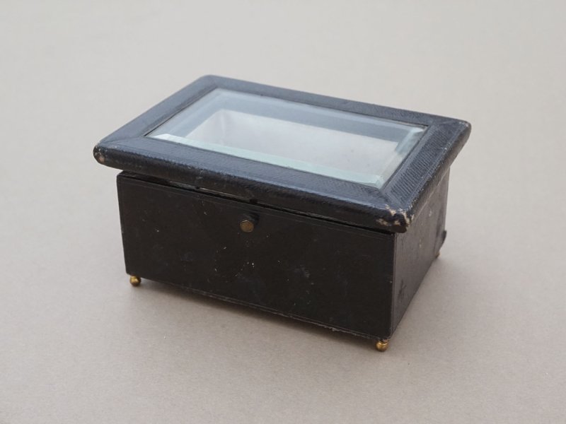 画像5: 19世紀 アンティーク ジュエリーケース ゴールドの脚付き グレイのシルククッション