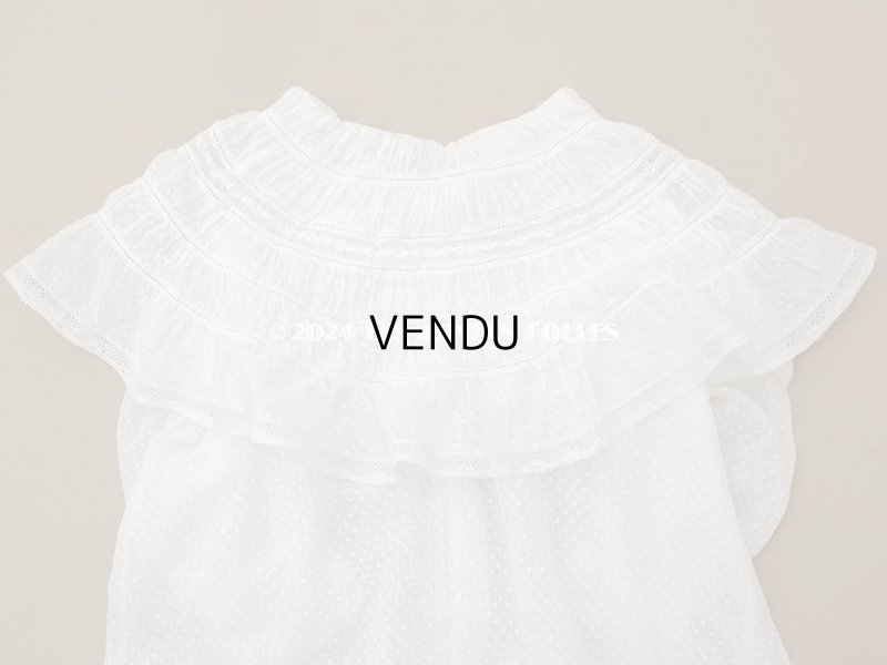 画像13: 1900年頃 アンティーク ドールドレス　ドット刺繍のコットンファブリック ベビードレス　