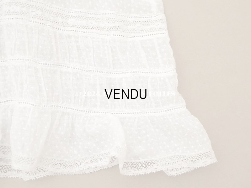 画像7: 1900年頃 アンティーク ドールドレス　ドット刺繍のコットンファブリック ベビードレス　