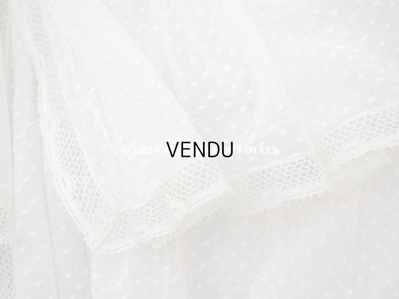 画像4: 1900年頃 アンティーク ドールドレス　ドット刺繍のコットンファブリック ベビードレス　