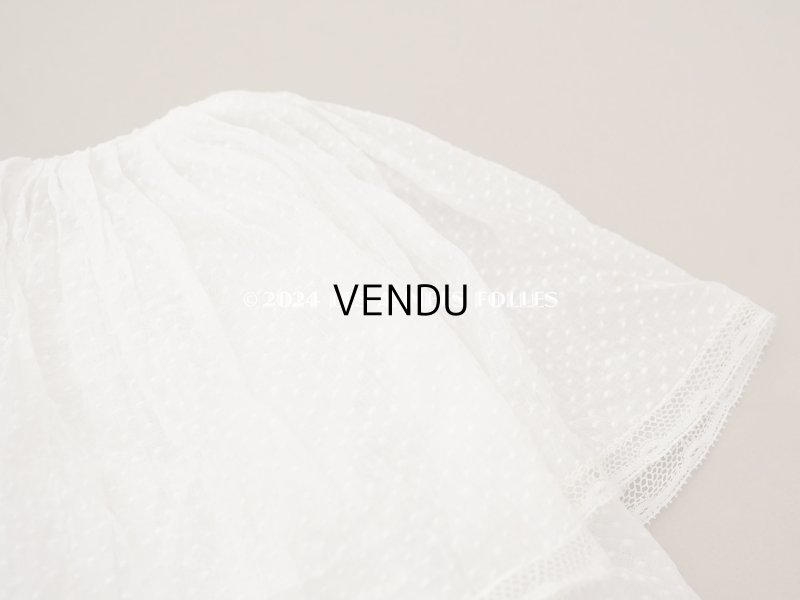 画像10: 1900年頃 アンティーク ドールドレス　ドット刺繍のコットンファブリック ベビードレス　