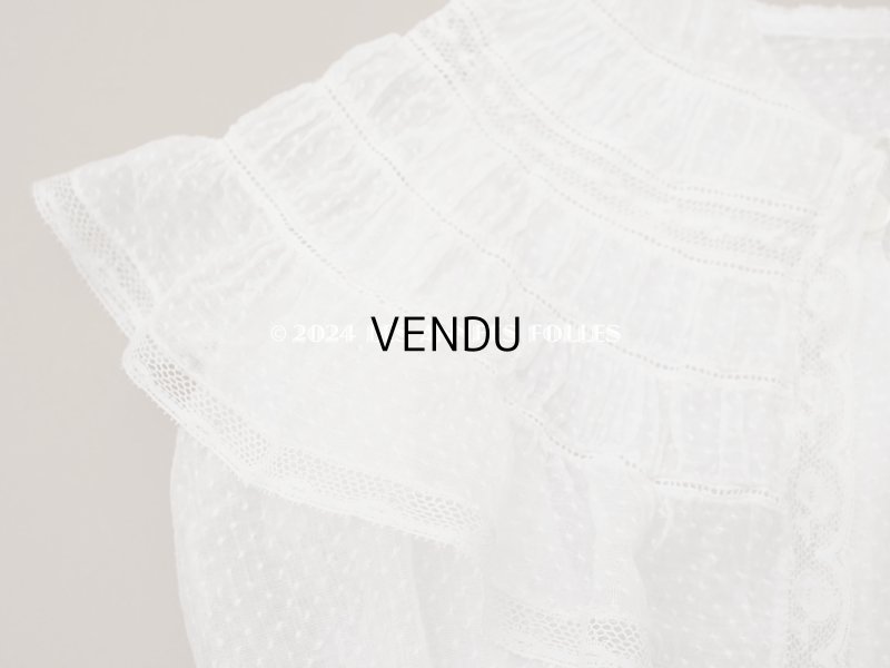 画像3: 1900年頃 アンティーク ドールドレス　ドット刺繍のコットンファブリック ベビードレス　