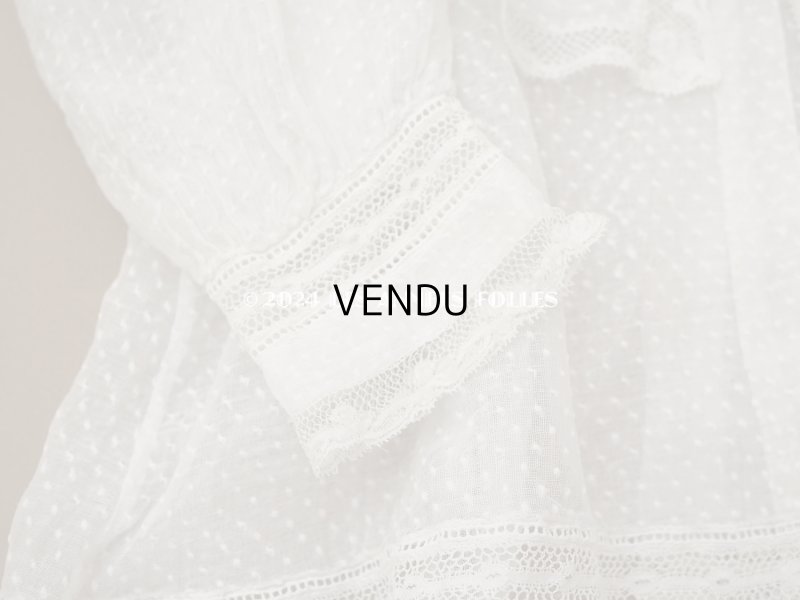 画像5: 1900年頃 アンティーク ドールドレス　ドット刺繍のコットンファブリック ベビードレス　