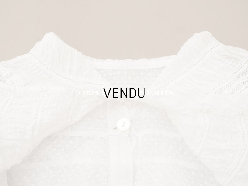 画像8: 1900年頃 アンティーク ドールドレス　ドット刺繍のコットンファブリック ベビードレス　