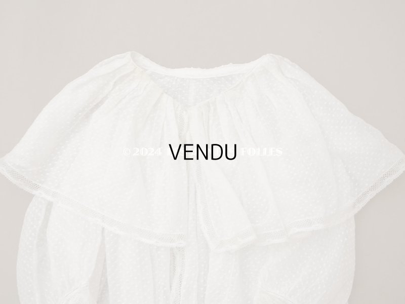 画像3: 1900年頃 アンティーク ドールドレス　ドット刺繍のコットンファブリック ベビードレス　