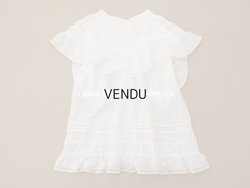 画像12: 1900年頃 アンティーク ドールドレス　ドット刺繍のコットンファブリック ベビードレス　