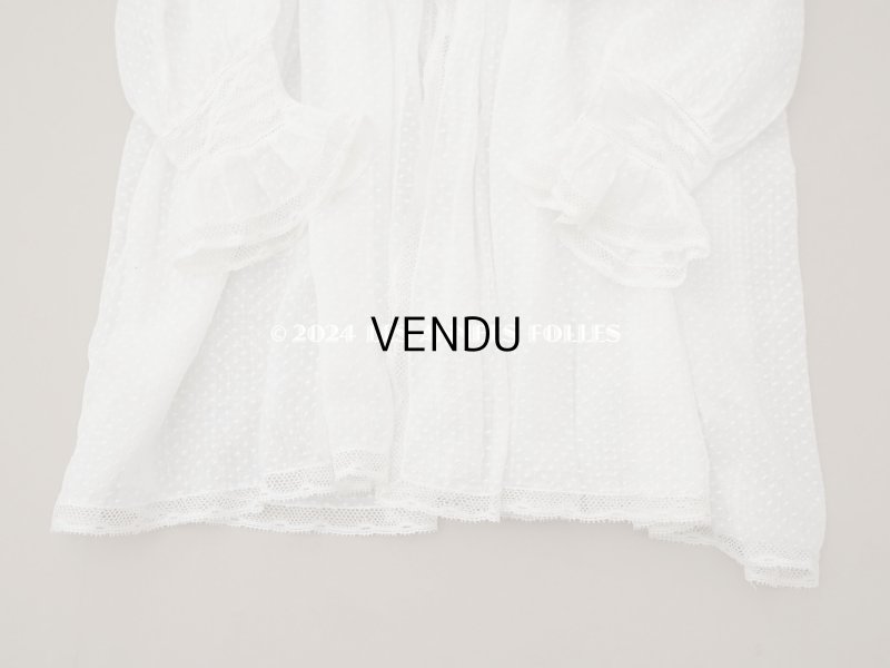 画像8: 1900年頃 アンティーク ドールドレス　ドット刺繍のコットンファブリック ベビードレス　