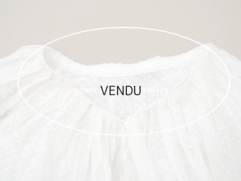 画像5: 1900年頃 アンティーク ドールドレス　ドット刺繍のコットンファブリック ベビードレス　