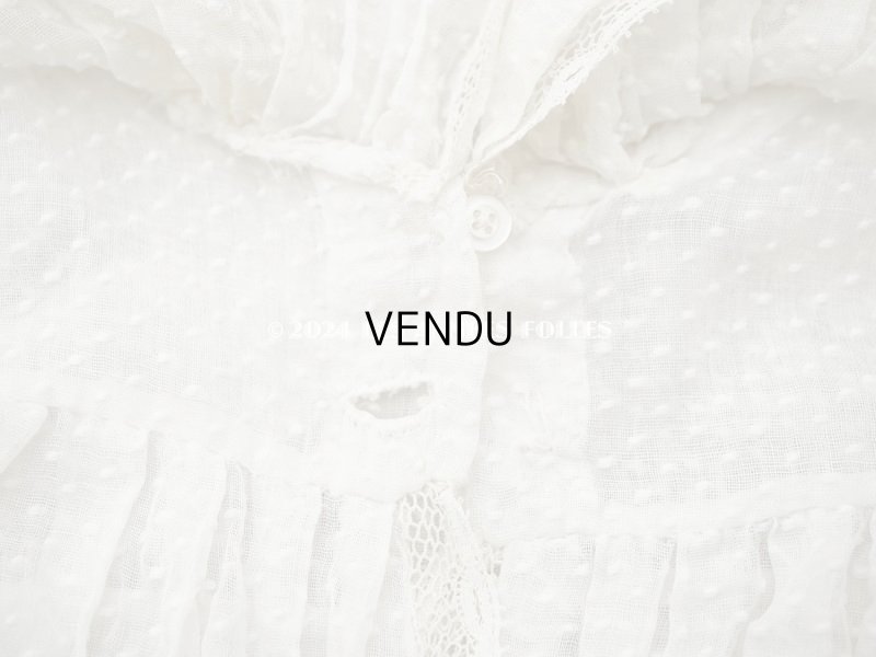 画像6: 1900年頃 アンティーク ドールドレス　ドット刺繍のコットンファブリック ベビードレス　