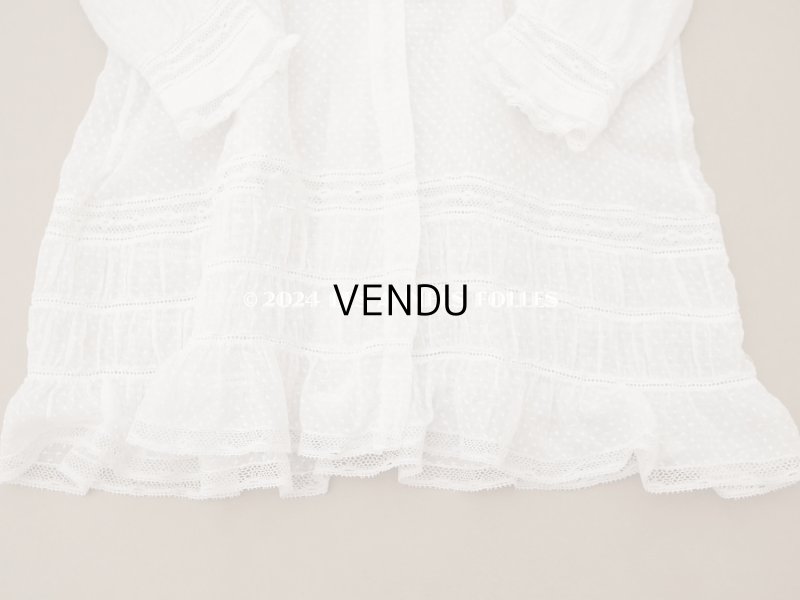 画像6: 1900年頃 アンティーク ドールドレス　ドット刺繍のコットンファブリック ベビードレス　