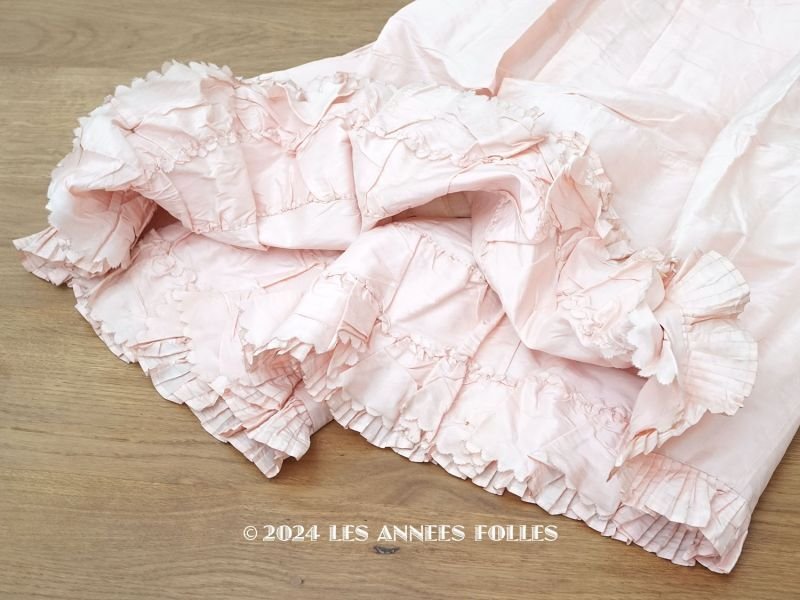 画像1: 1900年頃 アンティーク シルク製 ドレス用 淡いピンクのペチコート　