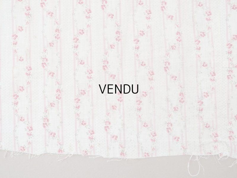 画像14: 1900年頃 アンティーク 薔薇のガーランド柄 コットン製ファブリック 