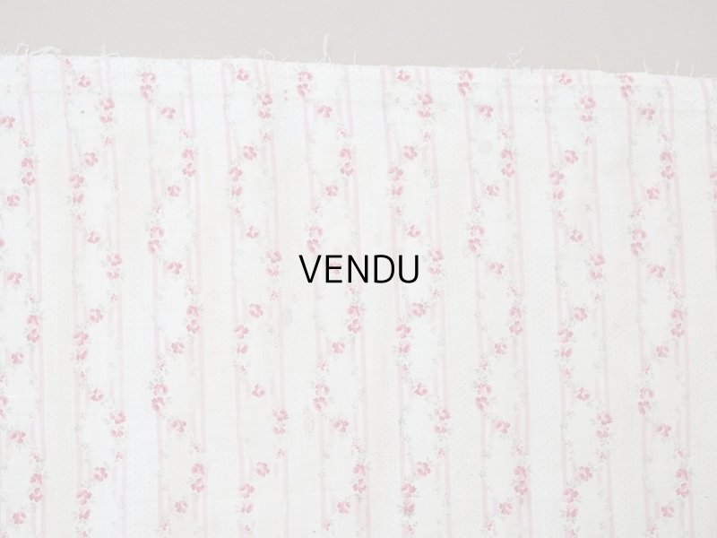 画像11: 1900年頃 アンティーク 薔薇のガーランド柄 コットン製ファブリック 