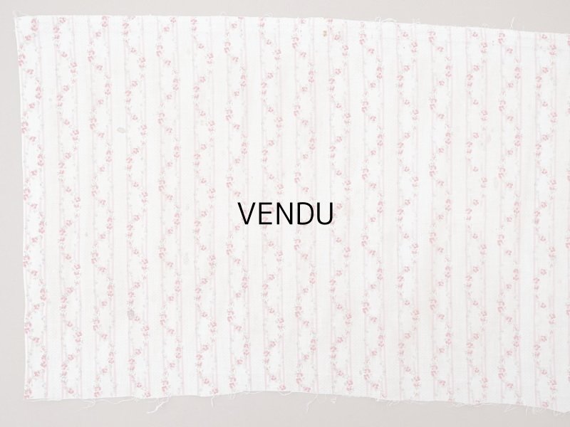 画像5: 1900年頃 アンティーク 薔薇のガーランド柄 コットン製ファブリック 