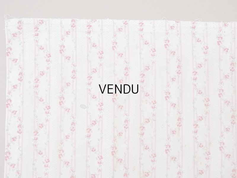 画像9: 1900年頃 アンティーク 薔薇のガーランド柄 コットン製ファブリック 