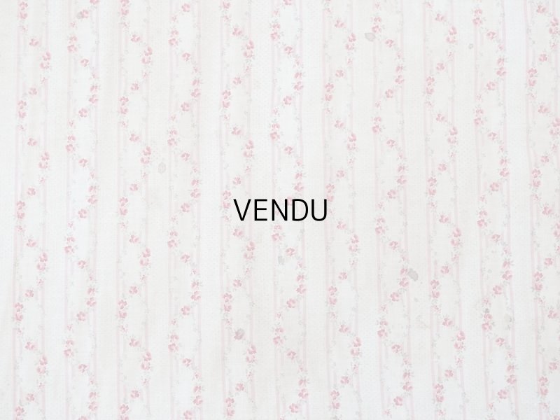 画像15: 1900年頃 アンティーク 薔薇のガーランド柄 コットン製ファブリック 